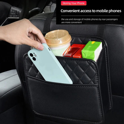 2024 Multi-Functional Car Seat Storage Bag – Leather Garbage & Storage Bag, Portable Trash Can for Most Car Models