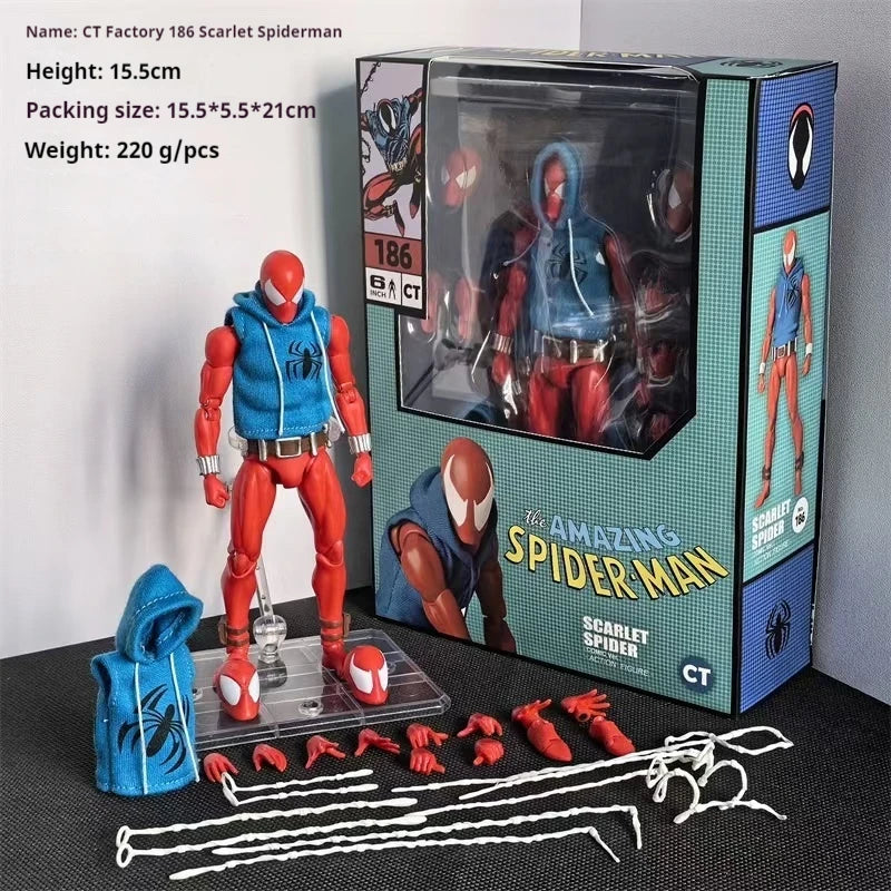 CT Toys Mafex 186 Spiderman Figure – Scarlet Spider Comic Action Figurine Toy Gift