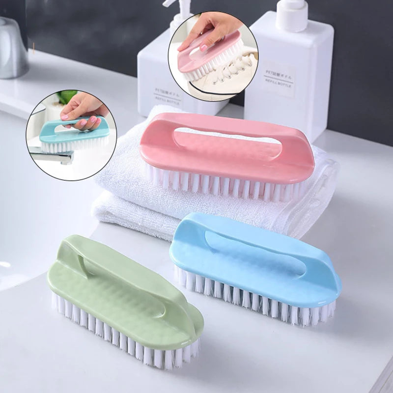 Hard Bristle Scrubbing Brush - Portable Plastic Hand Brush for Laundry, Shoes, Kitchen & Bathroom Cleaning