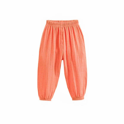 Summer Korean Kids Cotton Linen Pants – Casual High Waist Loose Pleated Harem Trousers for Girls & Boys