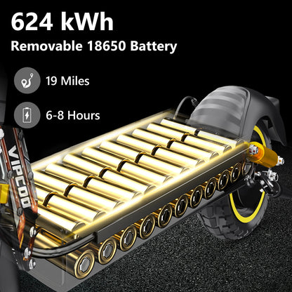 VIPCOO VS1 Electric Scooter – 700W Motor, 48V 13AH Battery, Portable Folding with 10” Off-Road Air Tires