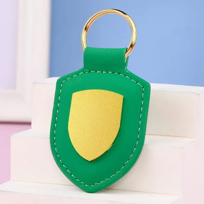 Car Keychain Shield Leather – Creative Personalized Couple Key Chain with Metal Pendant, Fashion Travel Gift for Men