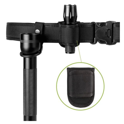 Tactical Flashlight Holder - Nylon Duty Belt Torch Pouch Open Top Carry Case for Camping, Hiking & Outdoor Activities