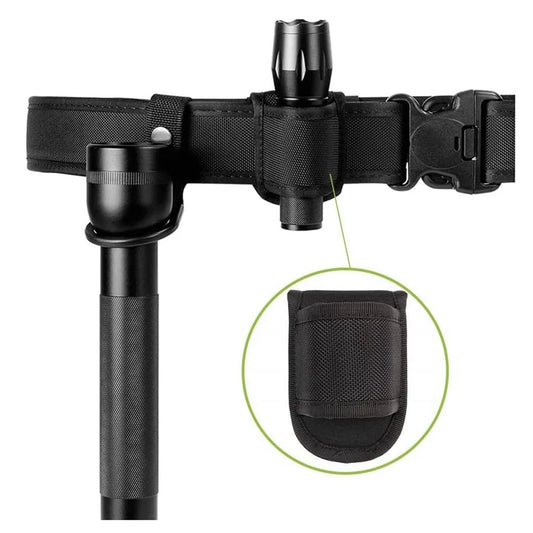 Tactical Flashlight Holder - Nylon Duty Belt Torch Pouch Open Top Carry Case for Camping, Hiking & Outdoor Activities