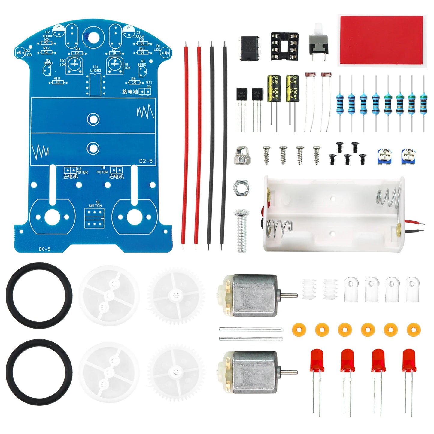DIY Soldering Learning Kit - Smart Car Line Following Robot Electronics Project for Beginners
