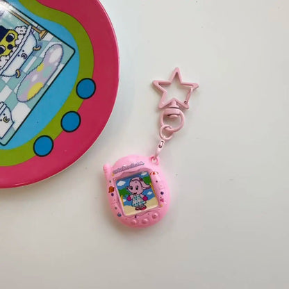 Tamagotchi Mini Cartoon Keychain - Cute Virtual Pet Pendant for Phones, Bags and Gaming Accessories