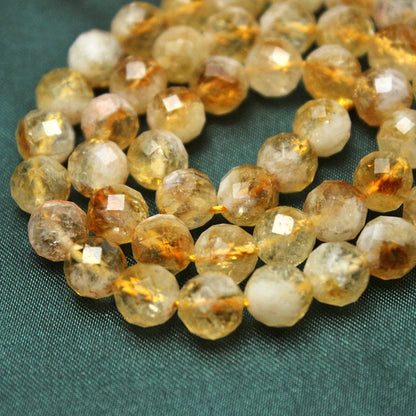 Natural Citrine Crystal Round Beads - DIY Loose Gemstone Beads for Handmade Bracelets & Necklace Jewelry Making
