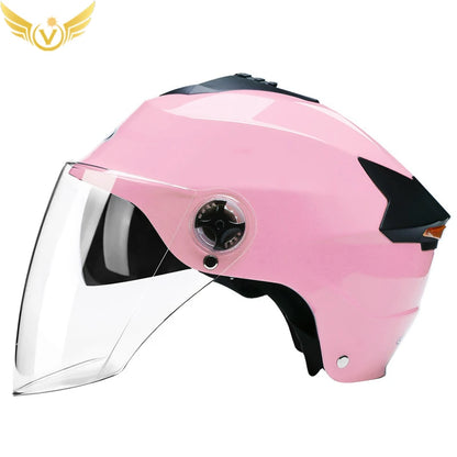 LED Motorcycle Helmet with Double Visor – Rechargeable Electric Scooter & Bicycle Safety Helmet for Men & Women Night Riding Protection