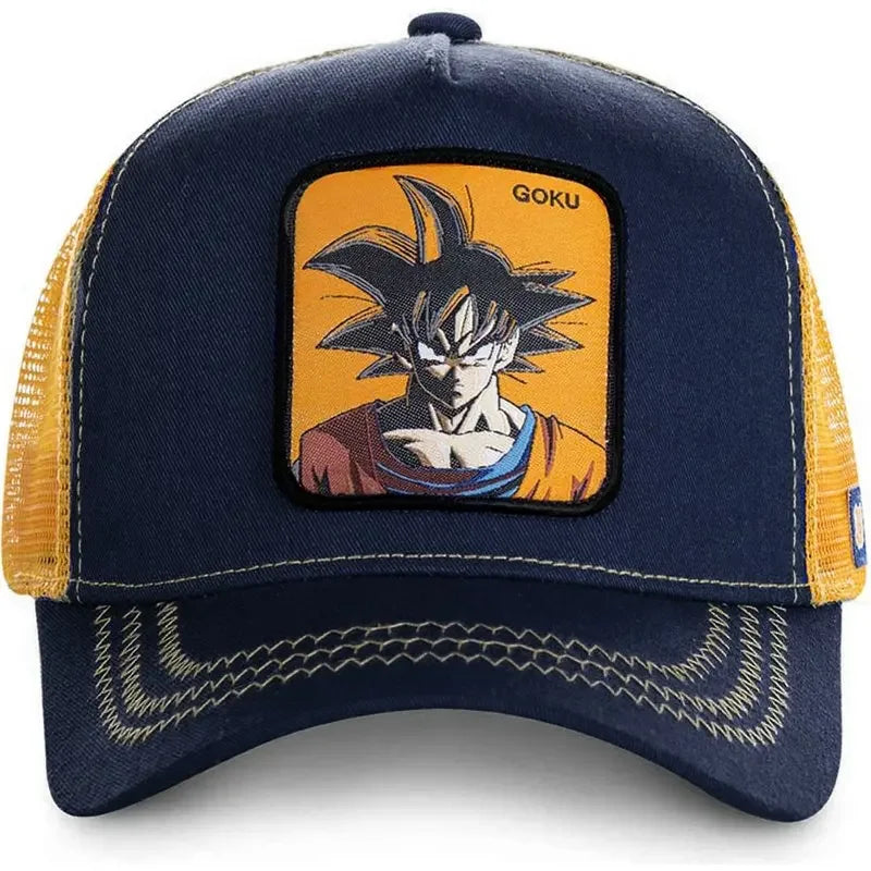 Dragon Ball Son Goku Trucker Cap - Embroidered Adjustable Mesh Sun Visor Hat for Men Summer Travel