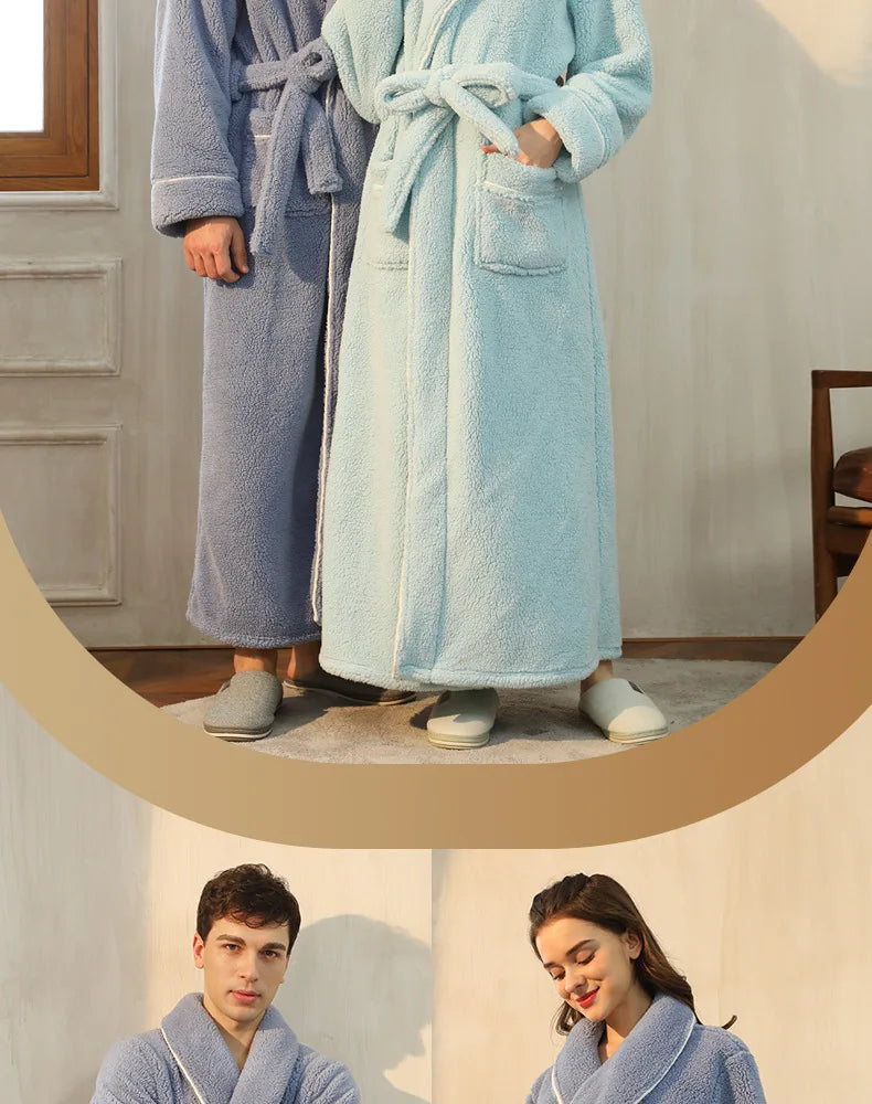 2025 Autumn Winter Cotton Robe – Thick Comfortable Large-Size Bathrobe for Men & Women, Luxury Couple Pajamas