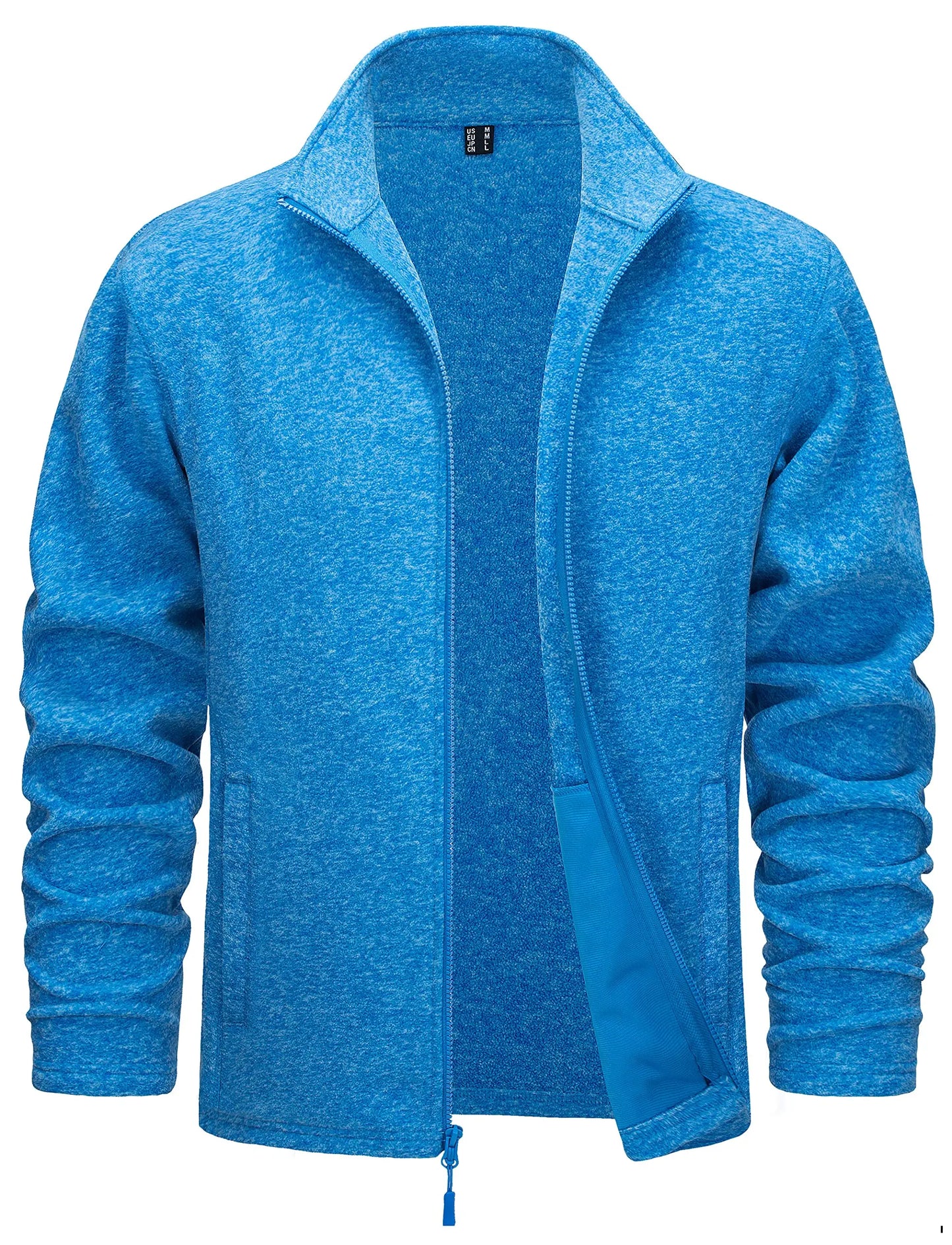 TACVASEN Men’s Lightweight Fleece Jacket - Full Zip Spring Casual Outdoor Sportswear with Pockets & Stand Collar