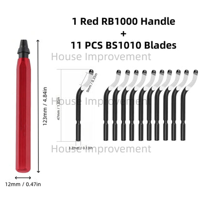 11-Piece Deburring Tool Set - High-Speed Steel Swivel Blades for Metal, Plastic, PVC, Copper, Aluminum & Resin