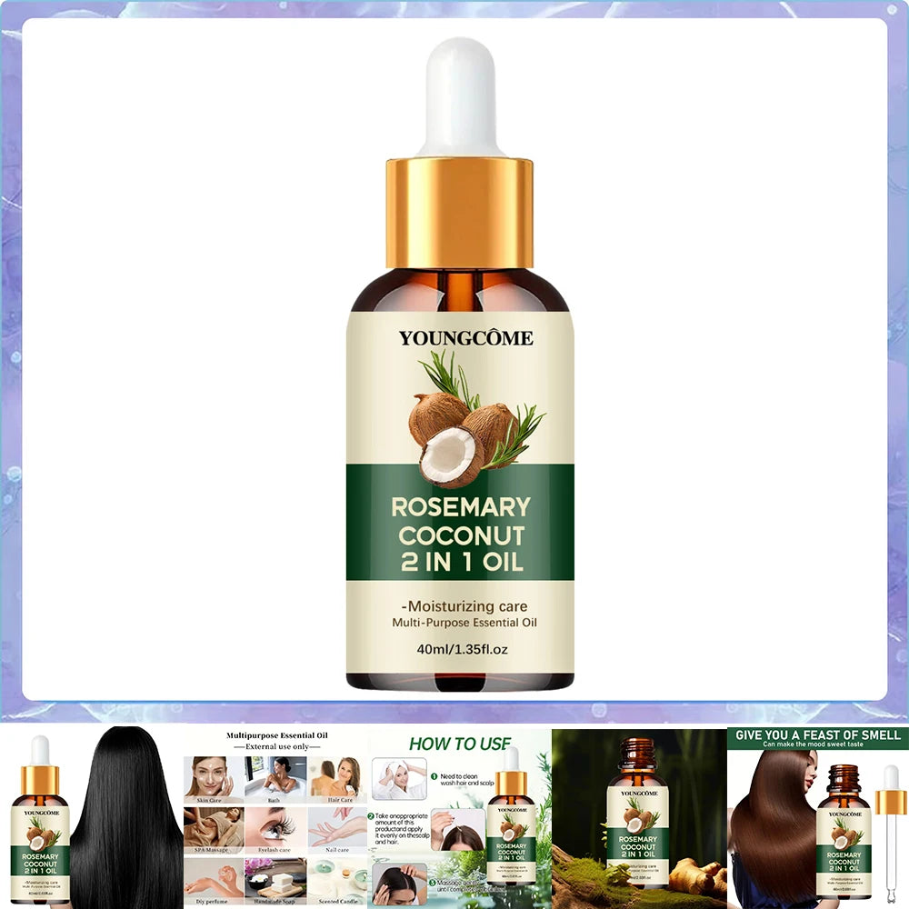 Rosemary Coconut Hair Oil - Nourishing Scalp Treatment for Stronger Hair Care & Hydration