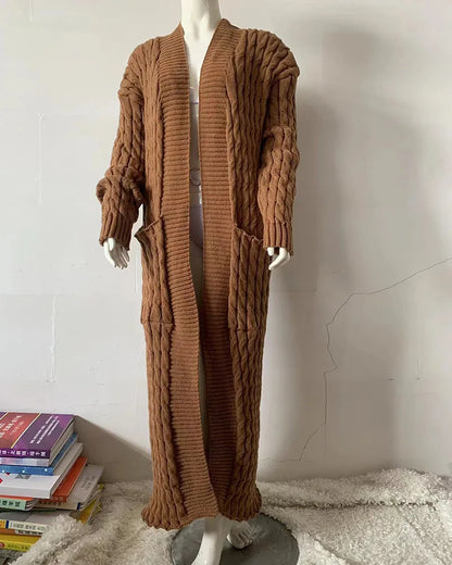 Knit Cardigan for Women – Long Green Crochet Jacket, Loose Long Sleeve Autumn/Spring Winter Sweater, 2023 Warm Jumper Coat