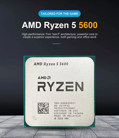 AMD Ryzen 5 5600 CPU Processor - 6-Core, 12-Thread, 3.5GHz, 32MB L3 Cache, 7NM, Socket AM4 (No Fan)