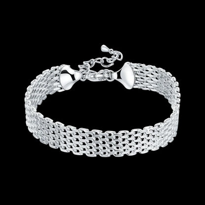 925 Sterling Silver Bracelet for Women – Exquisite Woven Chain Jewelry Gift for Wedding & Christmas