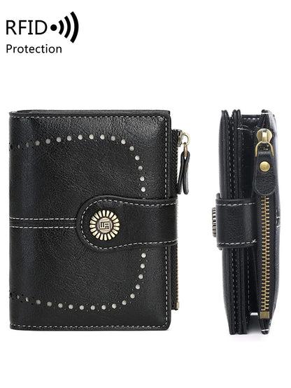 Fashionable Women’s Retro Short Wallet – PU Leather Multifunctional Handbag with Large Capacity, Multi-Card Slot & Coin Pocket