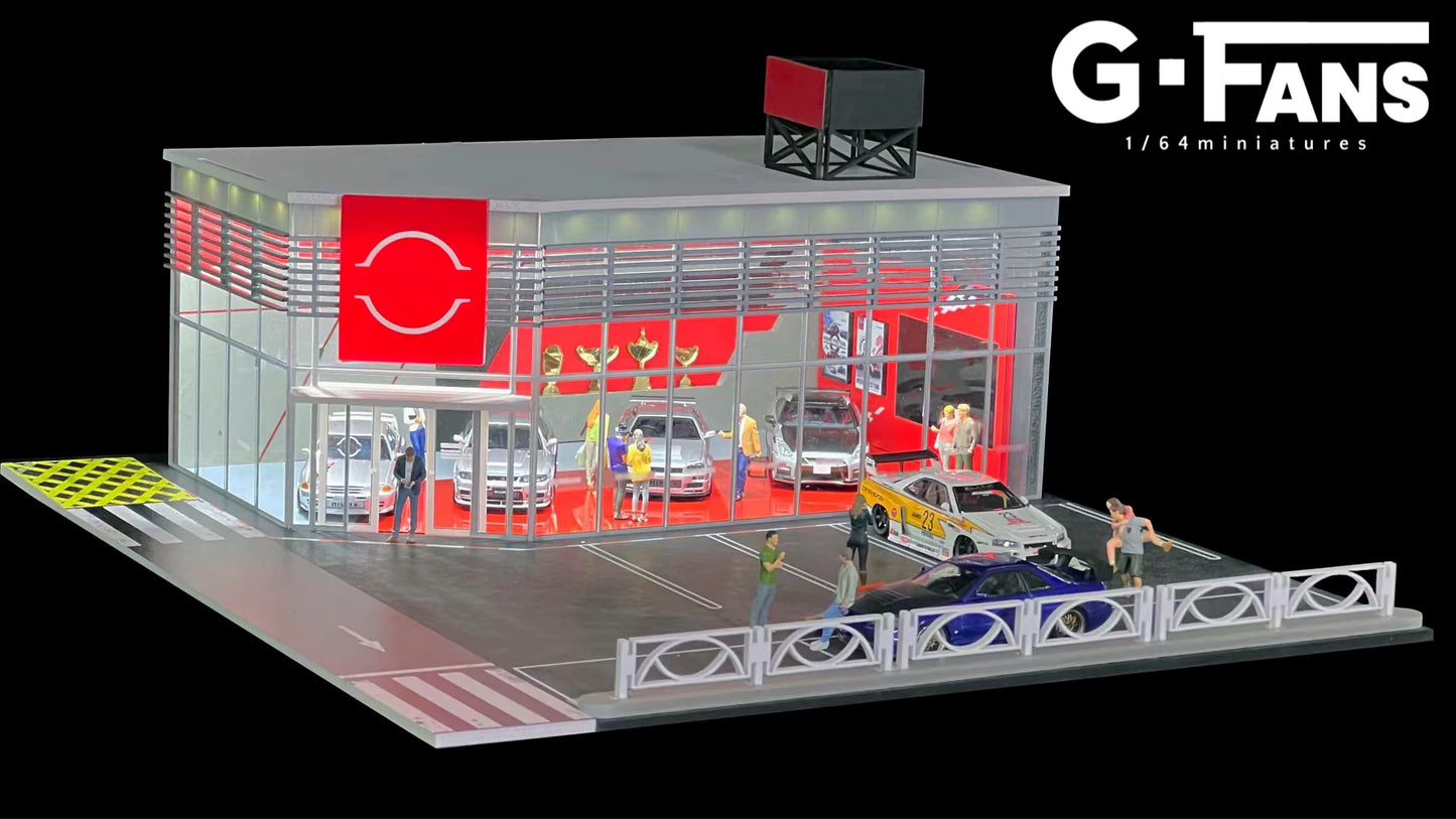 GFans 1:64 Scale Diorama Car Garage Model – LED Lighted Parking Lot DIY City Set for Collection & Display Gifts