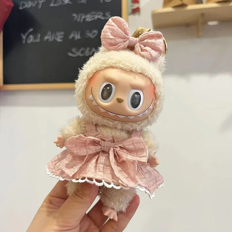 17cm Mini Plush Doll Clothes Set – Kpop EXO Labubu Idol Doll Shark Onesie & Accessories, DIY Girl Gift