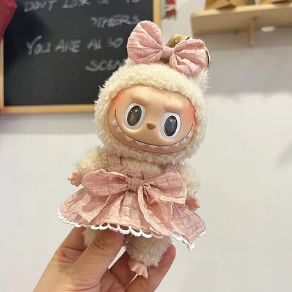 17cm Mini Plush Doll Clothes Set – Kpop EXO Labubu Idol Doll Shark Onesie & Accessories, DIY Girl Gift