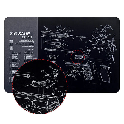 Gun Cleaning Rubber Mat Mouse Pad – AR15, AK47, Remington 870, GLOCK Gen4/Gen5, CZ-75, P220, P226, P229, Beretta 92, 1911 3D Work Mat