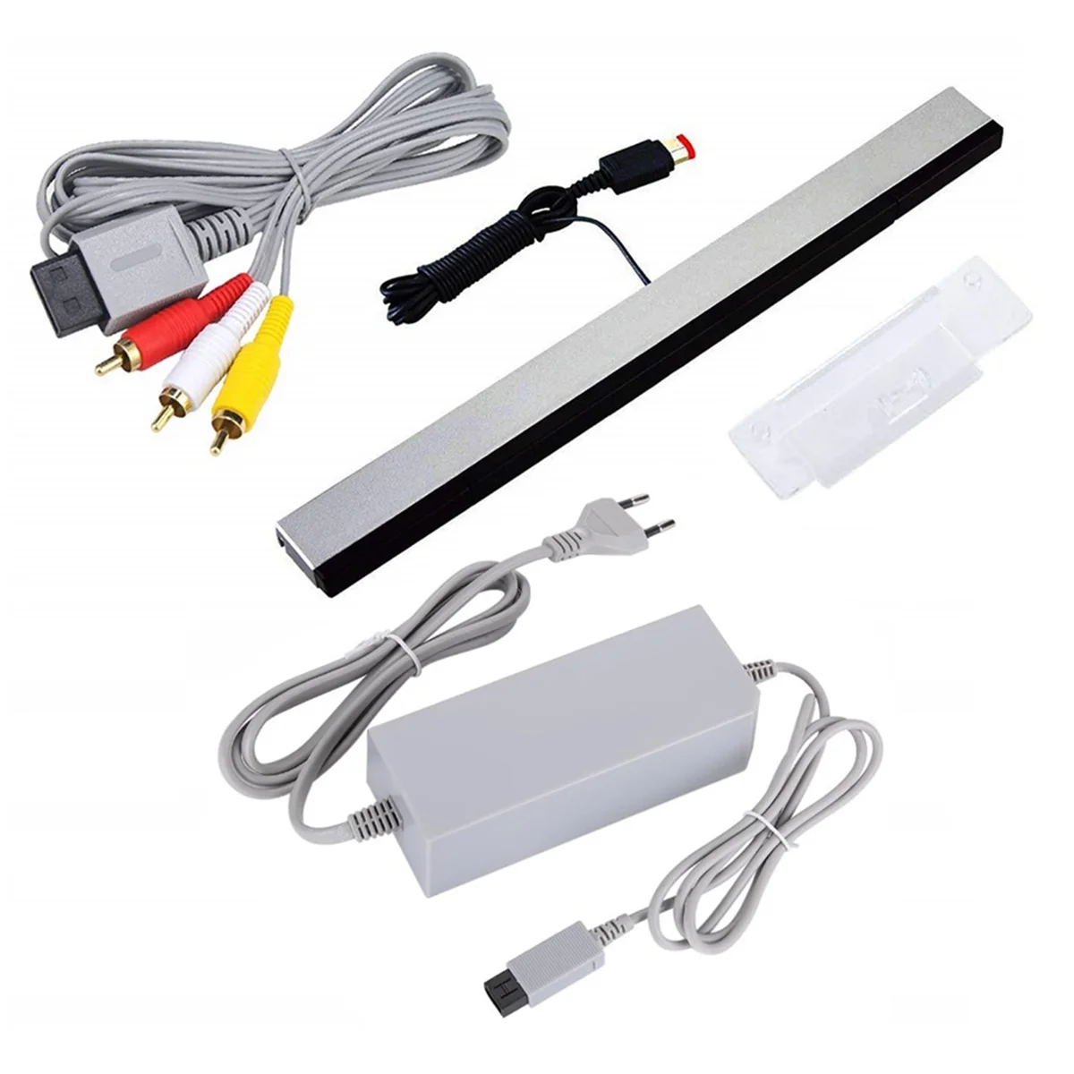 3-in-1 Wired Motion Sensor Bar Kit – AC Power Adapter & Composite AV Cable for Nintendo Wii (EU Plug)