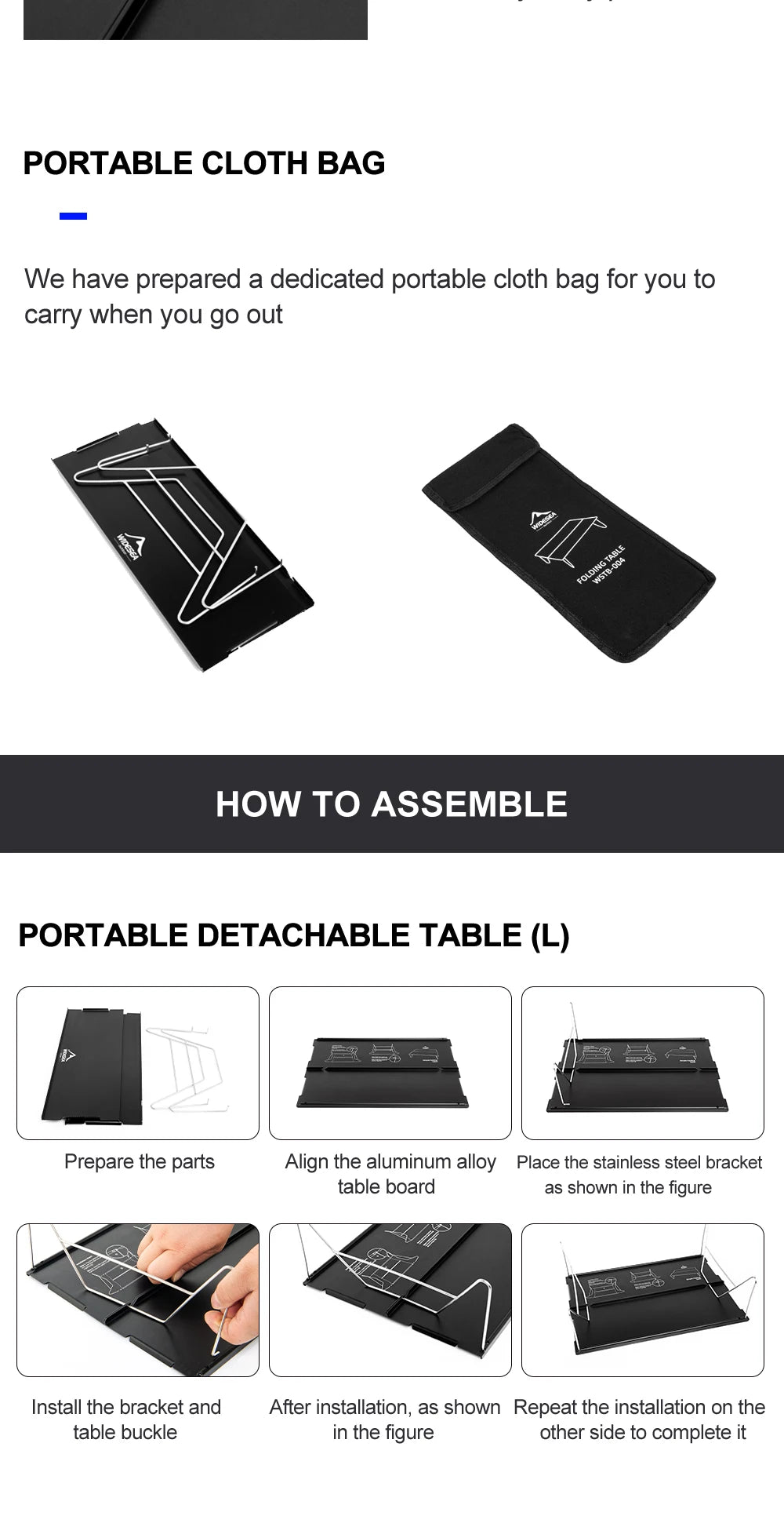 Widesea Camping Foldable Table – Ultra-Light Portable Outdoor Desk for Climbing, Fishing, Picnic & Tourism Supplies