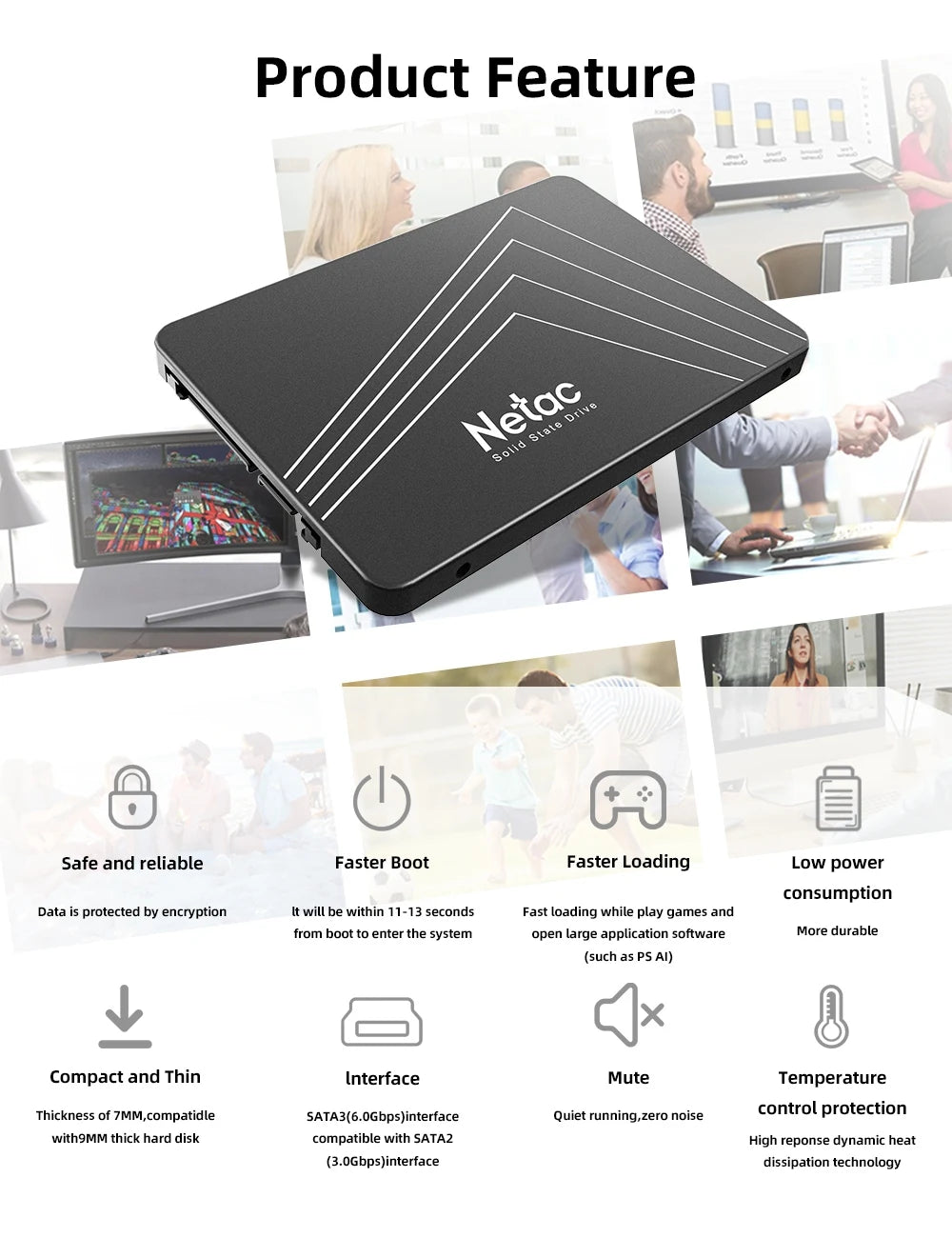 Netac 2.5'' SATA SSD – 128GB to 4TB Internal Solid State Drive for PC, SATA3 Hard Drive