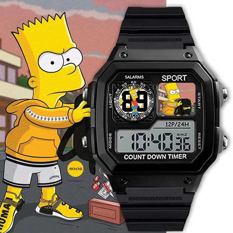 The Simpsons Cartoon Watch - Waterproof Quartz Alarm Watch with Night Light