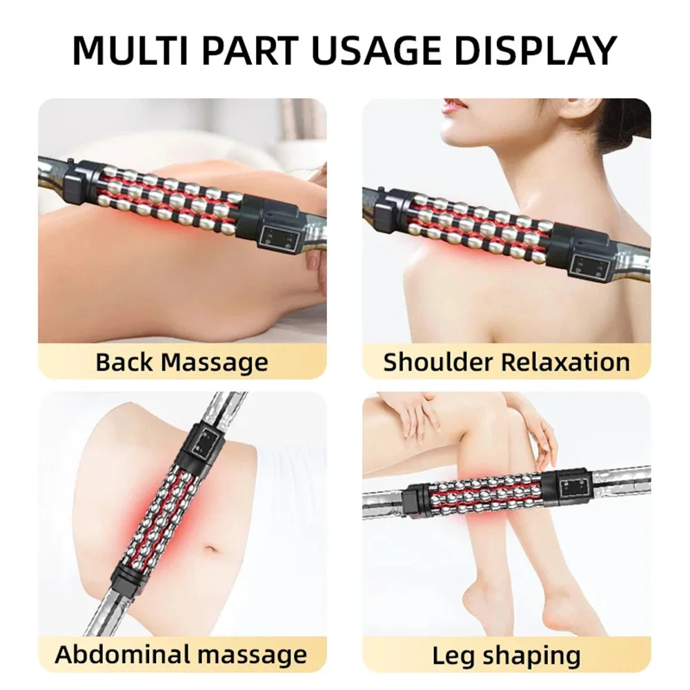 36W Red Light Heated Massage Roll Massager - 360° Rotating Inner Ball for Full Body & Anti-Cellulite