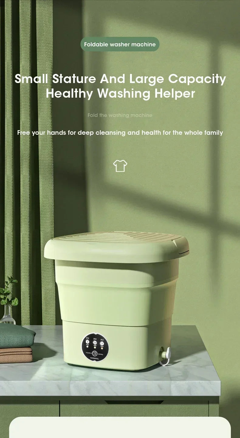Folding Washing Machine Bucket – Portable Clothes & Socks Washer for Travel, EU/US/UK Plug