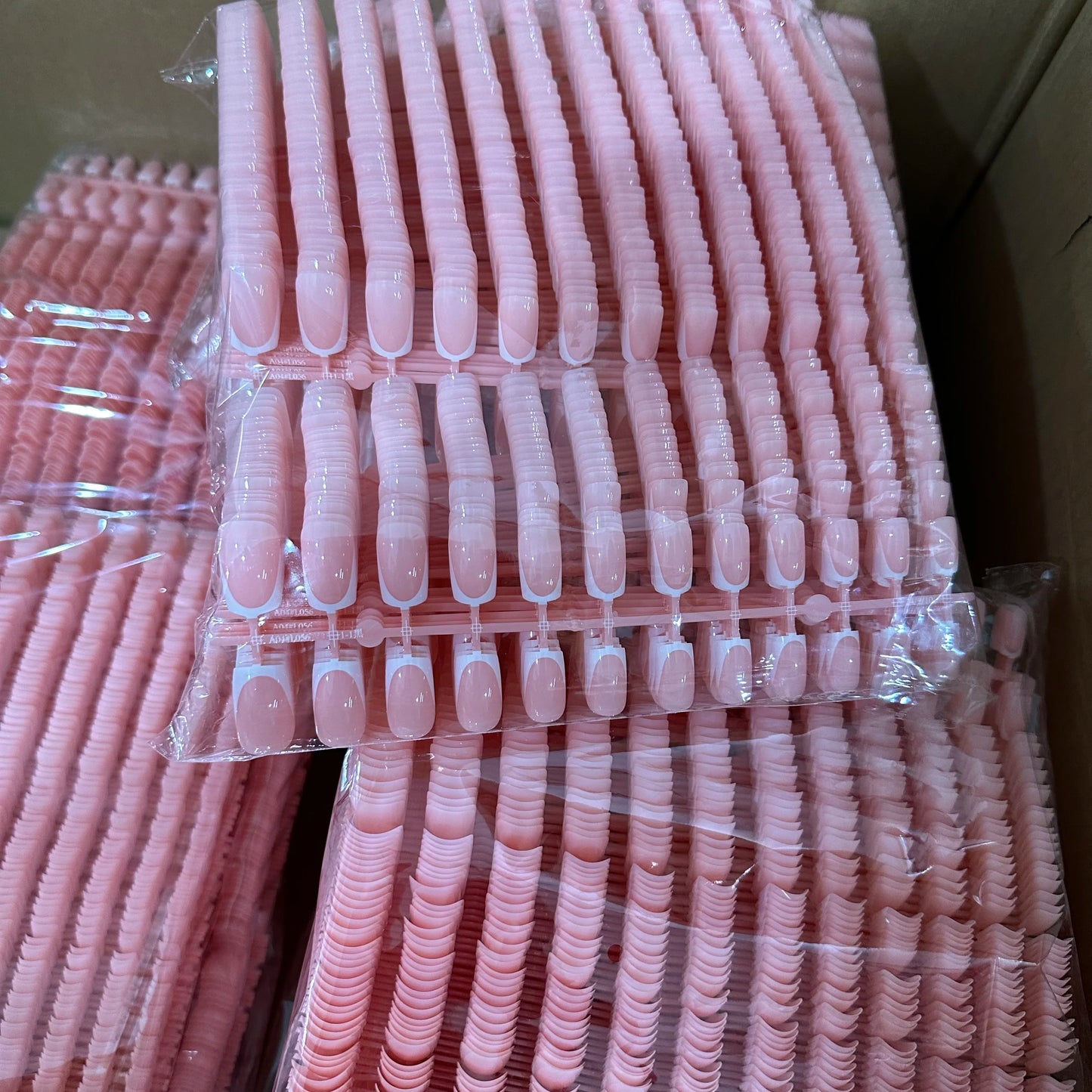 120pcs Pink French Press On Nails - Glossy Short Square Coffin Full Cover Acrylic Nail Tips