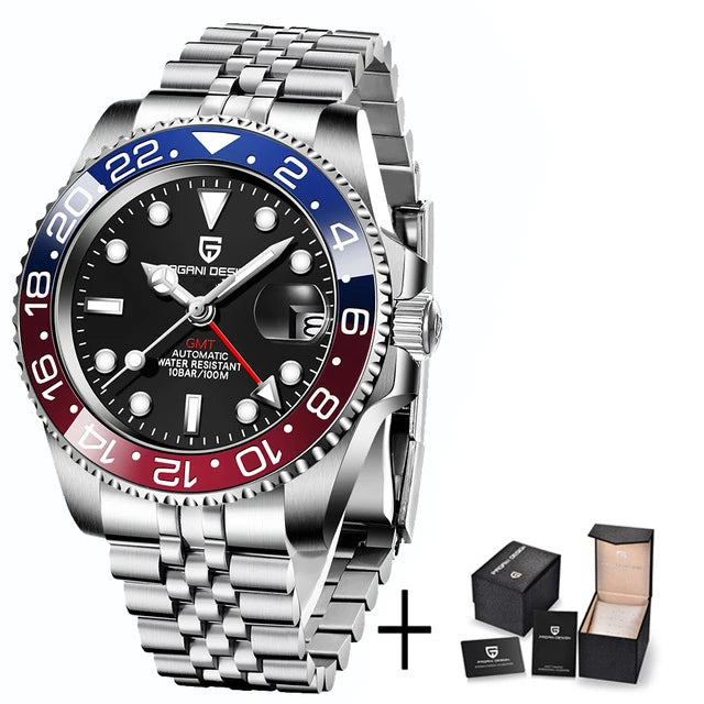 PAGANI DESIGN V3 GMT Men’s Luxury 40mm Automatic Mechanical Watch – Sapphire Crystal Stainless Steel Waterproof