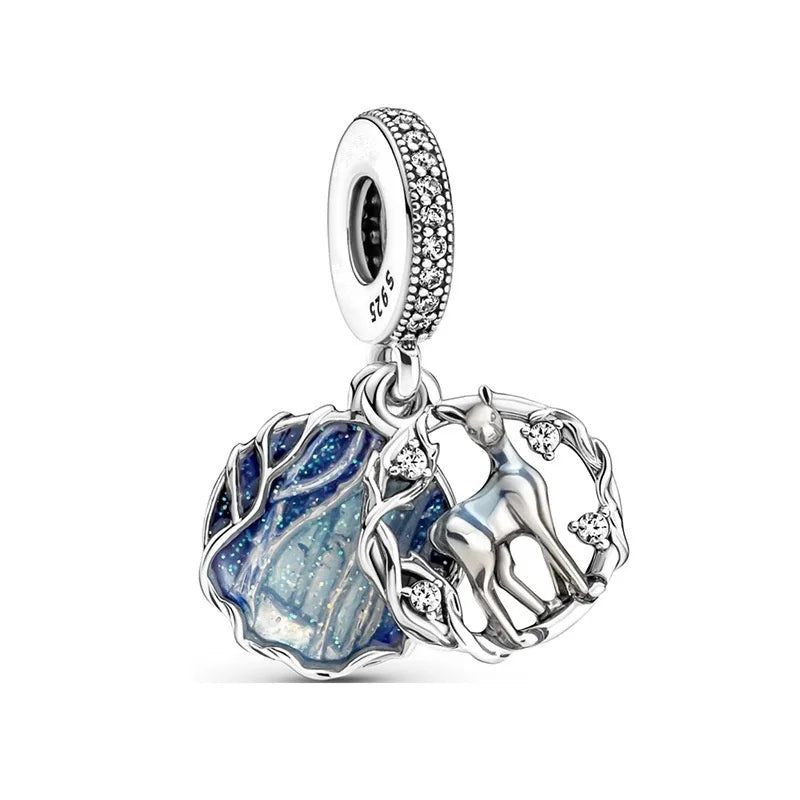 925 Sterling Silver Magic Fan Charm Beads - European Bracelet Charms with Wizard, Train, and Pigeon Designs for Collectors and Gifts