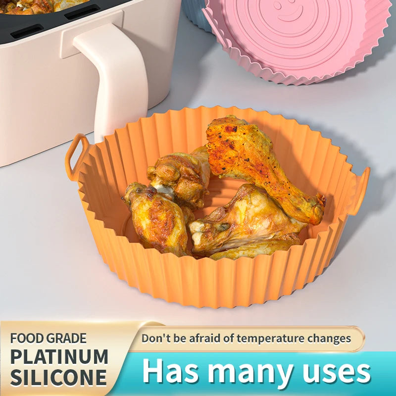 Reusable Silicone Air Fryer Basket & Baking Tray – Non-Stick Mold Liner for Oven, Pizza, Fried Chicken & More