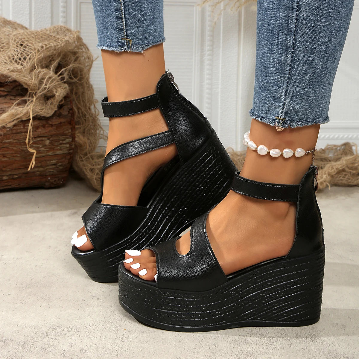 Women’s Summer Wedge Sandals – Casual Non-Slip Peep Toe Elegant Platform Designer Shoes