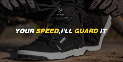 Men’s Motorcycle Boots - Breathable Anti-Fall, Road Racing Rider Shoes with Gear Shift Rubber Sole, Reflective Motorbike Boots