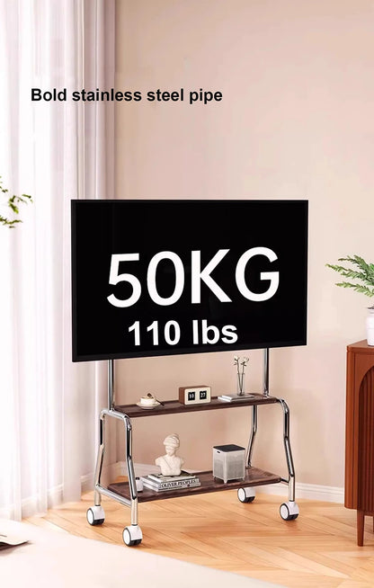 Rolling TV Stand on Wheels – Mobile Cart for 32–75in LCD & LED Flat/Curved TVs, Holds 110lbs, VESA 600x400mm