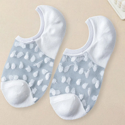 5 Pairs Women's Polka Dot Ankle Socks – Trendy, Breathable & Comfortable Casual Short Socks