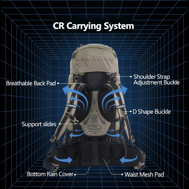 Naturehike 70L Camping Backpack — Large Capacity Ergonomic Hiking & Trekking Bag for Men with Rain Cover