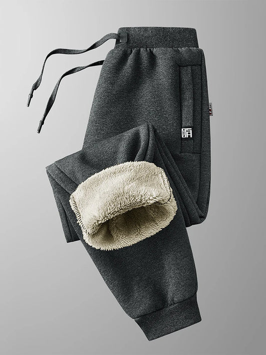 Winter Men’s Fleece Sweatpants — Thick Warm Joggers with Zip Pockets, Cotton Casual Track Pants, Plus Size 6XL-8XL