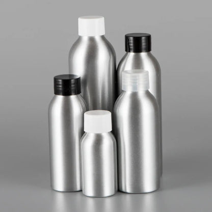 Aluminum Bottle with Cap – Empty Round Silver Metal Bottles 1oz-250ml, Child-Resistant for Liquids & Essential Oils