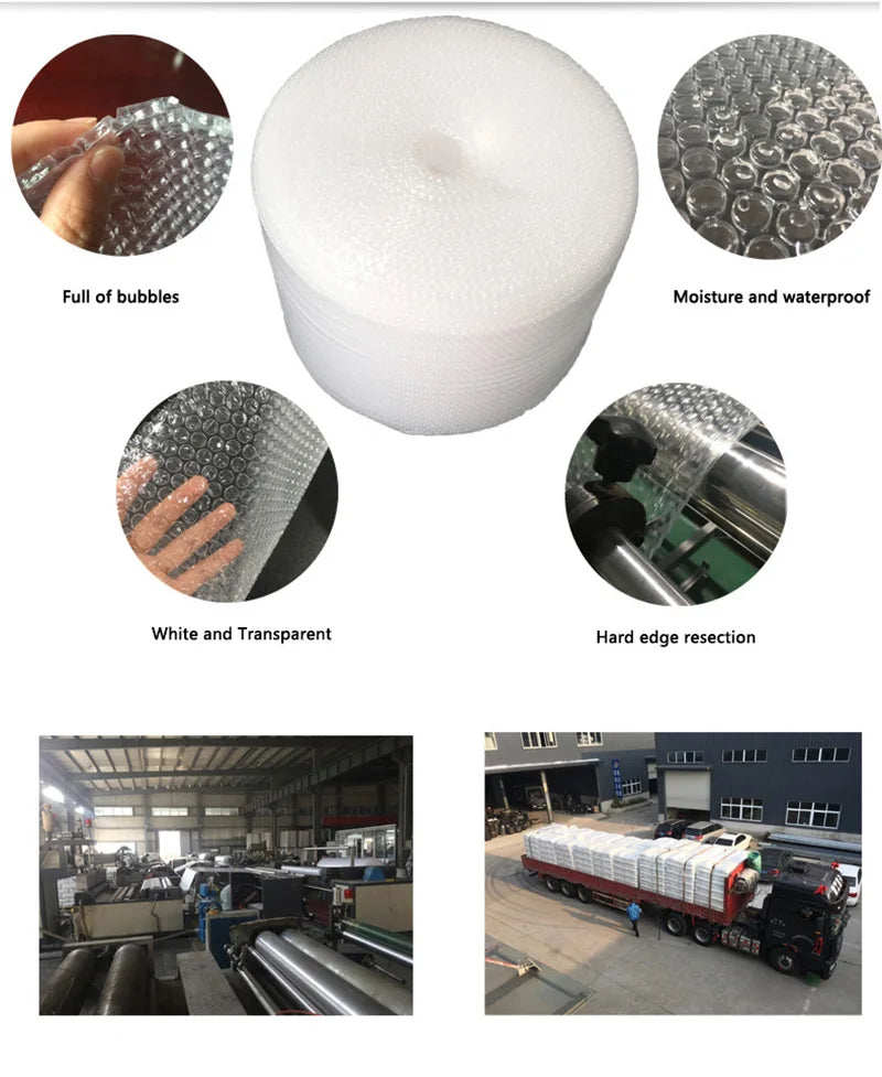 Bubble Wrap Film Roll – Shockproof Foam Packing Bag, Double-Layer Cushioning for Fragile Items & Logistics Protection