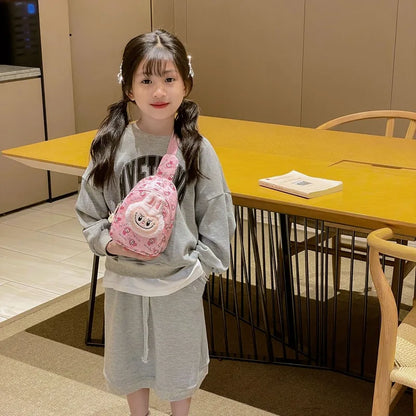 Kids Cartoon Plush Backpack – Cute Animal Crossbody Chest Bag, Lightweight & Spacious for School, Travel, Daily Use