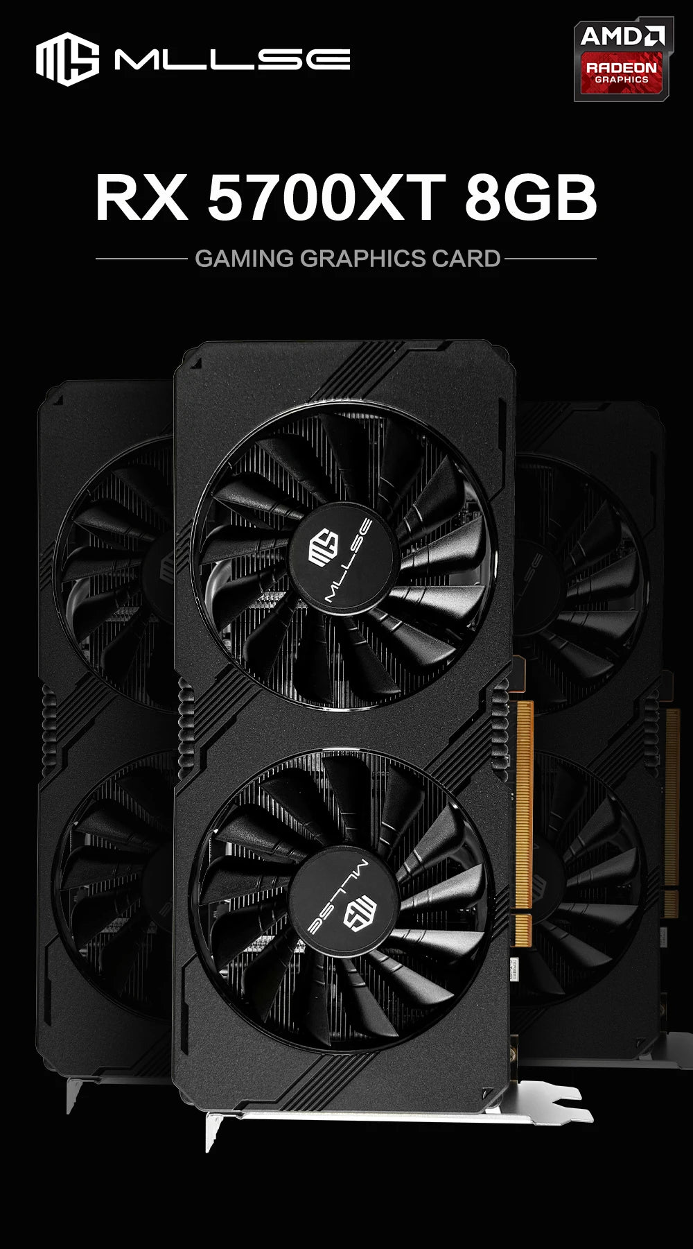 MLLSE AMD RX 5700 XT 8GB Graphics Card – GDDR6, 256Bit, PCI-E 4.0×16, 6+8Pin Radeon GPU for Gaming Video Card