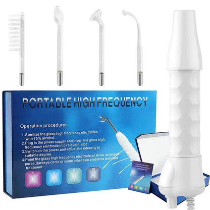 4-in-1 Handheld Electric Facial Therapy Wand – High Frequency Skin Beauty Tool for Acne Treatment and Skin Care