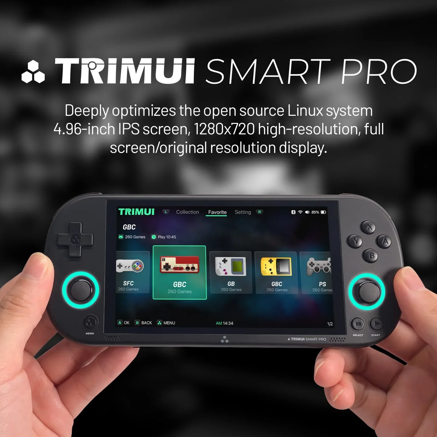 Trimui Smart Pro Handheld Game Console – 4.96" IPS Retro Gaming with RGB Lighting