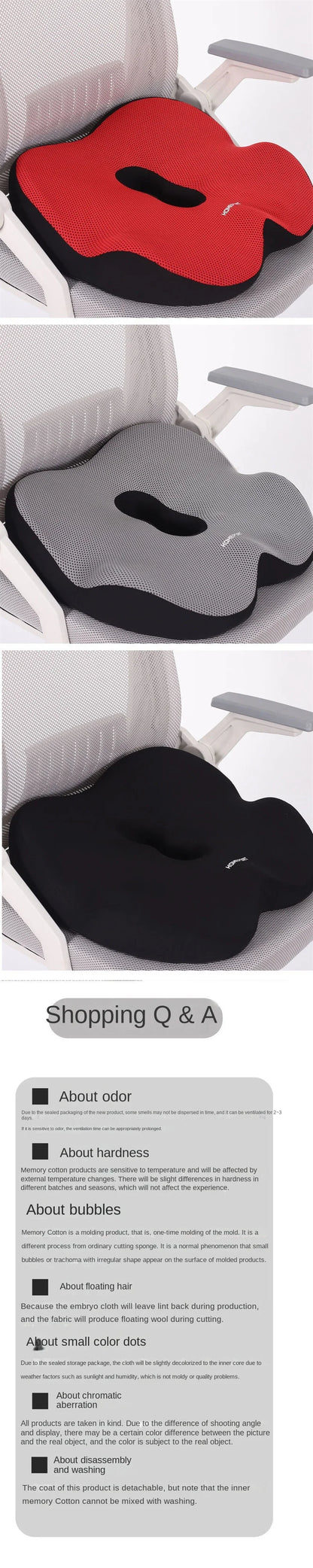 Pelvic Tilt Correction Seat Cushion – Memory Foam Butt Cushion for Home, Office, and Car, Thickened Support Pad