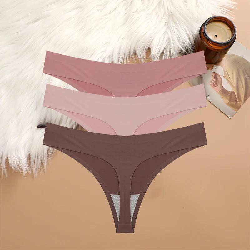 3PCS Sexy G-String Underwear Set – Breathable Seamless Low Waist T-Back Bikini Panties for Women, S-XL Sizes