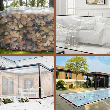 Transparent Waterproof Tarpaulin Cloth - Thickened Rainproof Garden Cover Plastic Sheet for Plant Protection